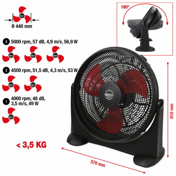 Workshop fan, 70 watts, KS Tools