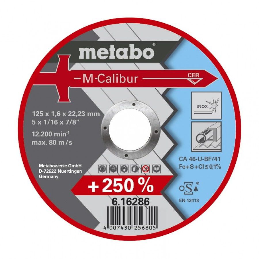 Griezējdisks tēraudam Ceramic M-Calibur 125x1,6x22,23mm,,,,,,,,,,, Metabo