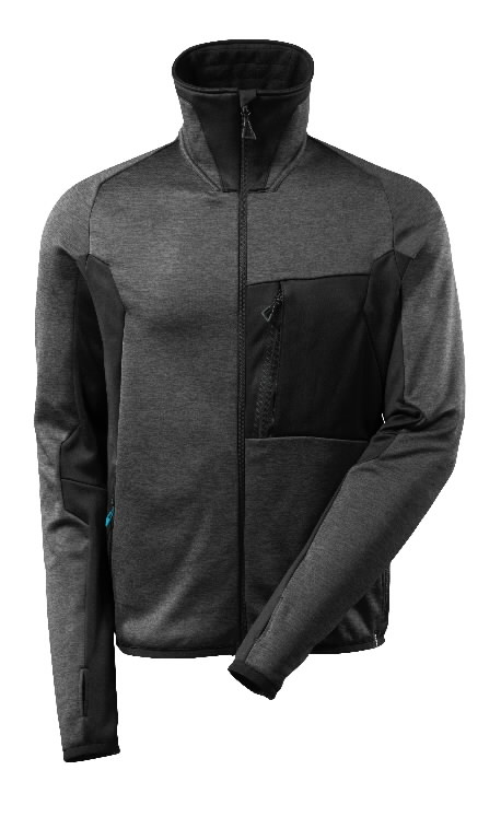 Fliisjakk 17103 Advanced lukuga, tumehall/must XL, Mascot