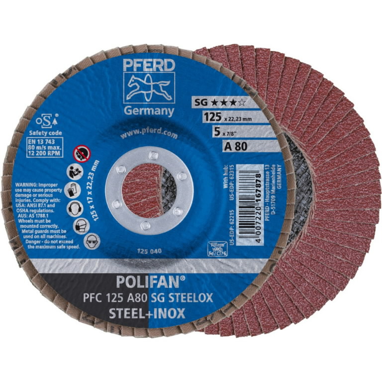 Flap disc SG STEELOX 125mm P80 PFC, Pferd