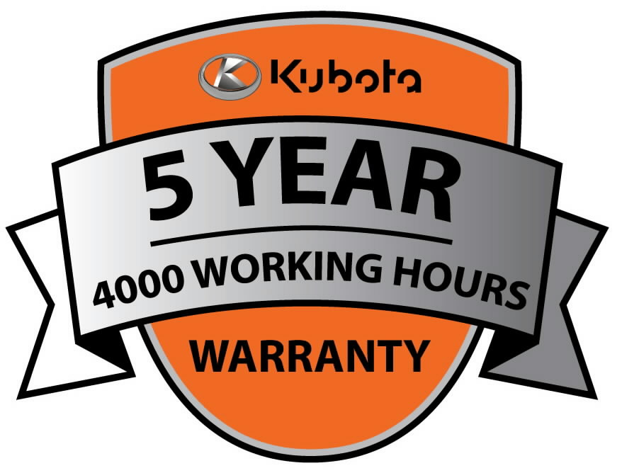 Manufacturer warranty 5 years/4000 working hours for M4002, Kubota