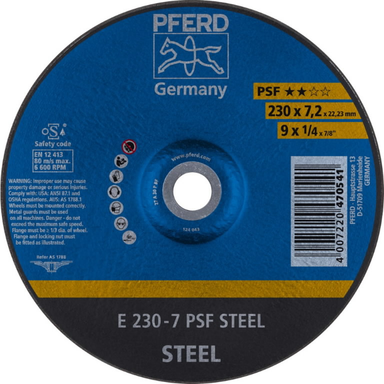 Grinding disc PSF Steel 230x7,2mm, Pferd