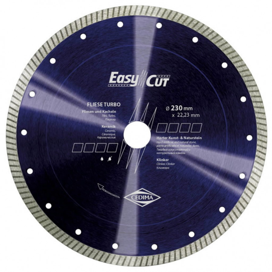 Deimantinis pjovimo diskas FLIESE TURBO 125x1,2/22,23mm, Cedima