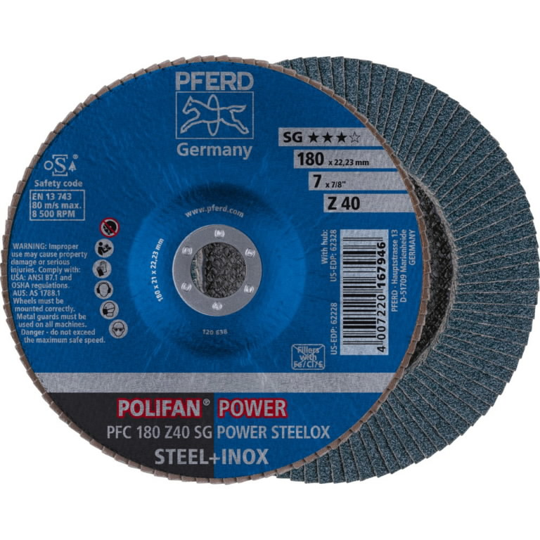 Lapelinis šlifavimo diskas SG POWER STEELOX 180mm Z40 PFC, Pferd
