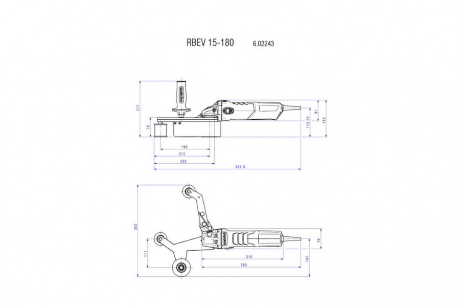 Vamzdžių šlifavimo įrankis RBE15-180 INOX su priedų rinkiniu  2.