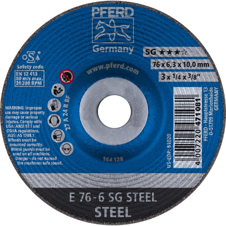 Grinding disc SG Steel 76x6,3mm, Pferd