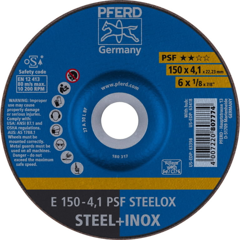 Шлифовальный диск PSF STEELOX 150x4,1mm, PFERD
