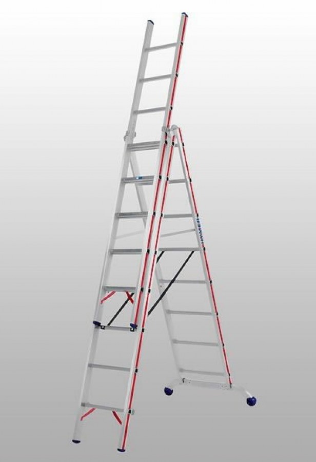 Combination ladder 3x14 steps 4,17/9,78m 6047, Hymer