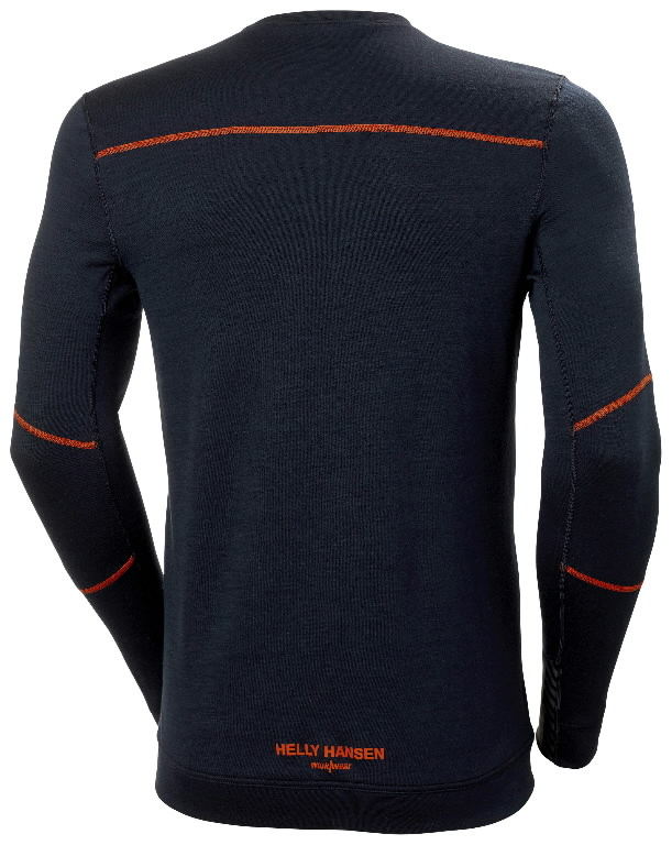 Apatiniai marškinėliai LIFA MERINO CREWNECK, oranžinė/juoda M, Helly Hansen WorkWear