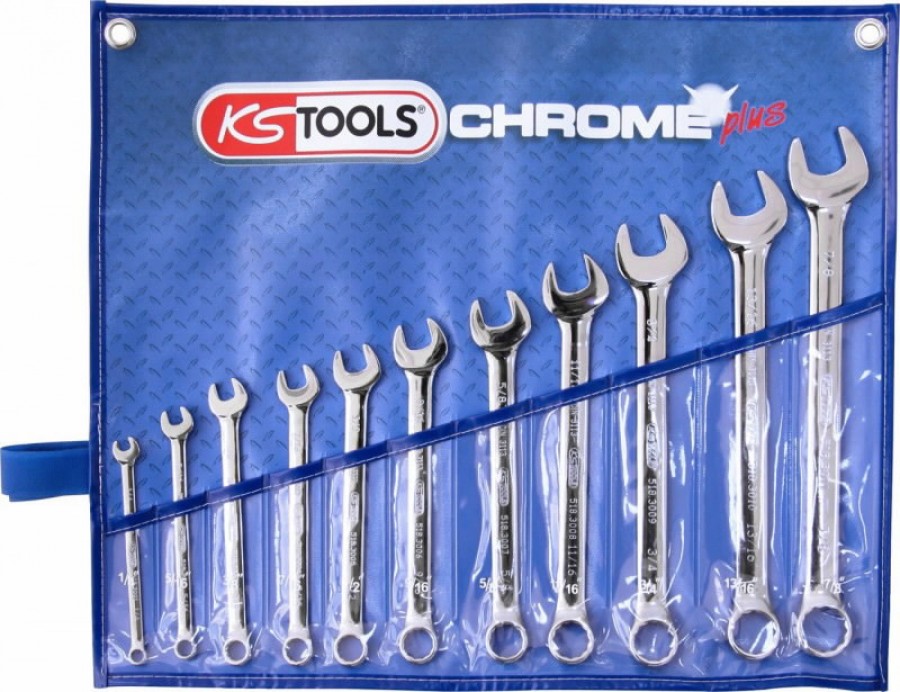 Kombinēto uzgriežņu atslēgu komplekts 1/4"-7/8", 11 gab., KS Tools