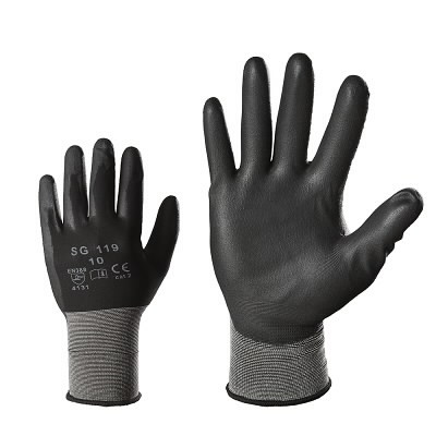 Gloves nylon, PU palm, black 6
