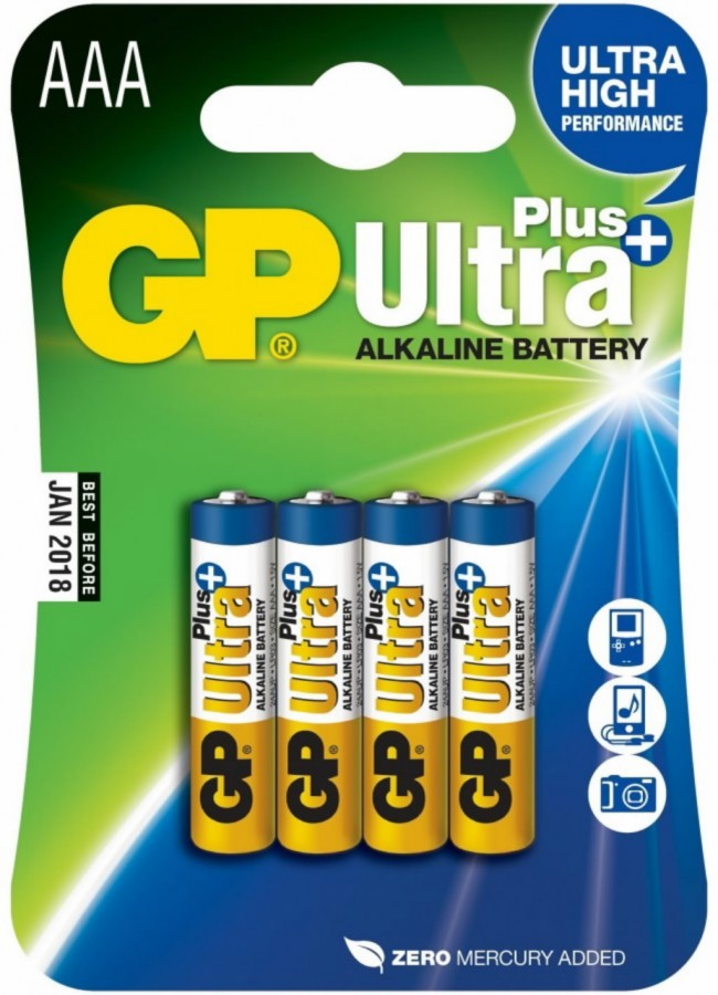Patarei AAA/LR03, 1,5V, Ultra Plus Alkaline, 4 tk., GP