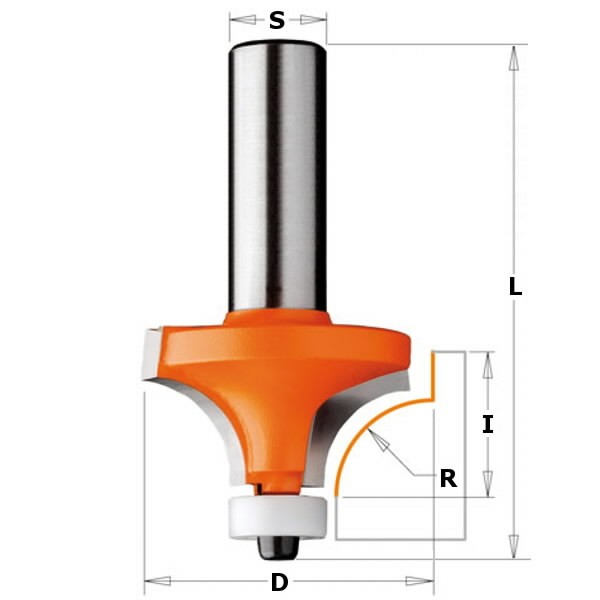 ROUNDOVER BIT FOR CORIAN HW S=12 D=19.05 R=3.2, CMT