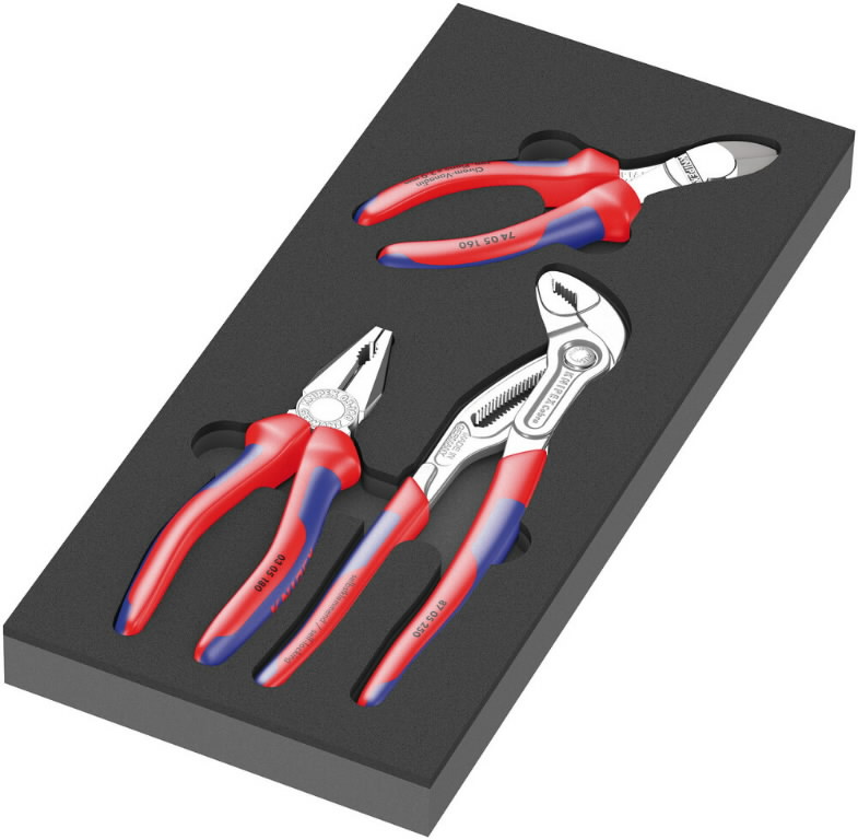 Stalčiaus įdėklas 9780 KNIPEX replių komplektas, 3vnt. 