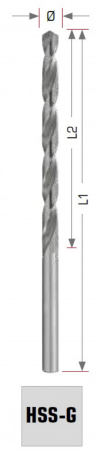 Metal drill bit DIN 340 HSS-G Ø4,0x119mm 10pcs, Exact