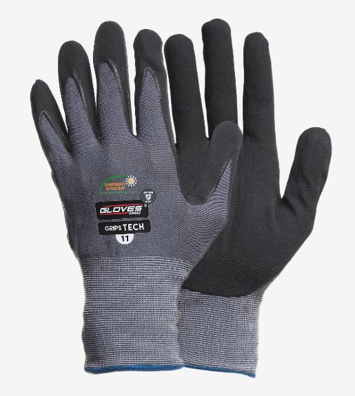 Pirštinės, delnas dengtas nitrilu, Grips Tech 8, GlovesPro