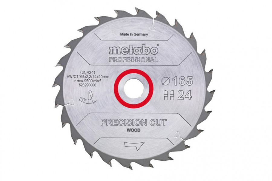 Circular sawblade 160x2,2/1,4x20, z42, WZ, 15°,PrecisionCutP 160x2,2/1,4x20 Z42, WZ, 15°, Metabo