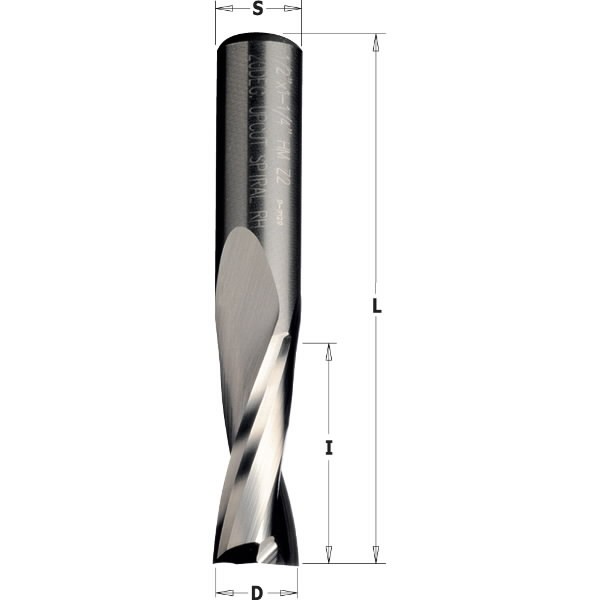 UP-CUT SPIRAL BIT SOLID HW D=20X60X120 Z2 RH, CMT