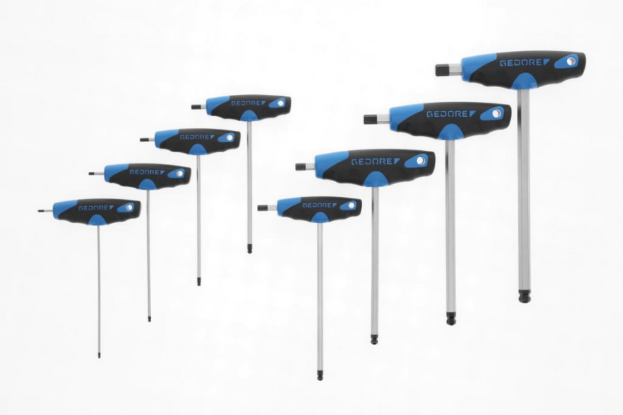 T- formos raktų komplektas, šešiakampiai Hex 2-10mm DT 2142, Gedore