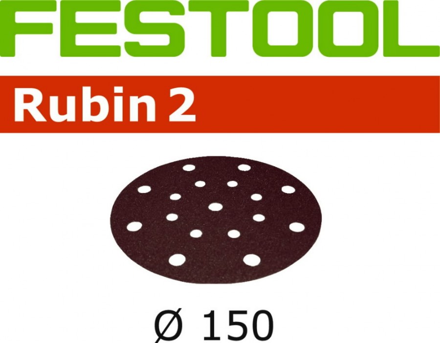 Шлифовальный диск на липучке Velcro Rubin 2 48 отверстий 50шт 150mm P40, FESTOOL 2.