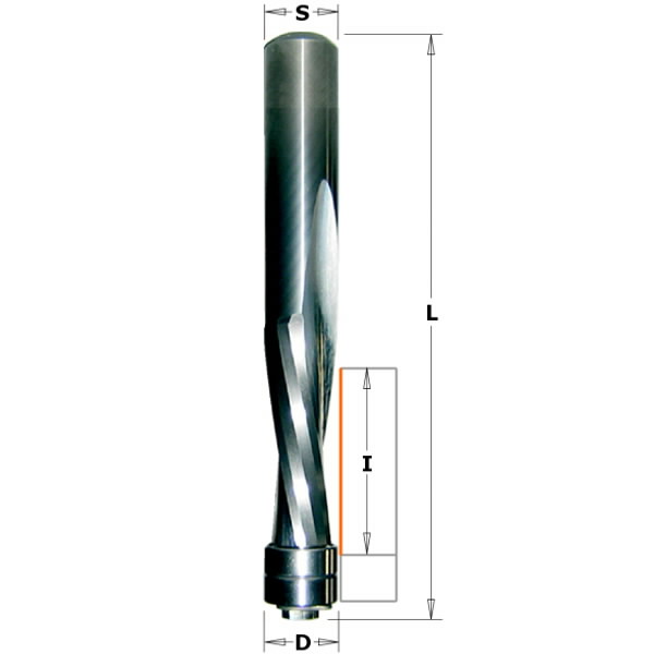 Spiral bit S12 D12,7X50 Z2 RH with bearing, CMT