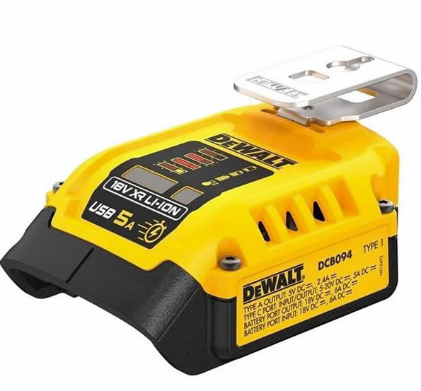 Akupank / adapter 18 V, USB, karkass, DeWalt