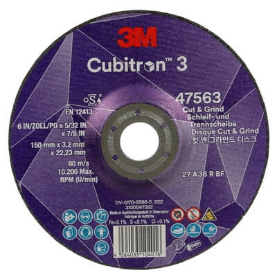 Pjovimo ir šlifavimo diskas plienui Cubitron 3 T27 P36+ 150x3,2/22,23mm