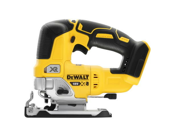 Akkupistosaha DCS334N, harjaton, runko pahvirasiassa, DeWalt