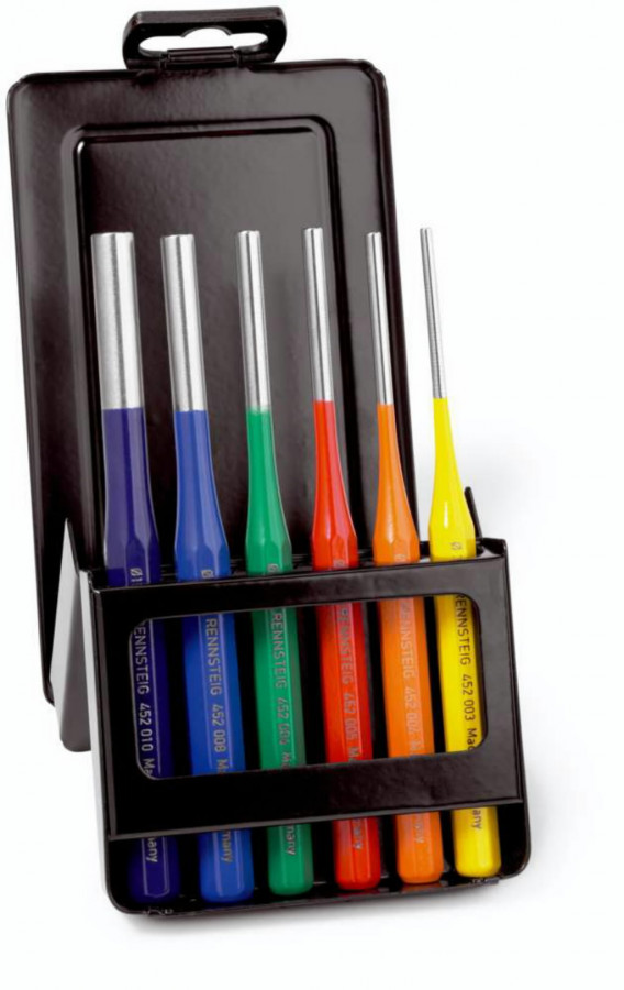 Parallel Punch Rennsteig, Parallel punch set, color coded, 6 pcs, metal box - Stokker