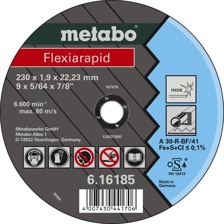 Pjovimo diskas Flexiarapid Inox 125x1,6mm, Metabo