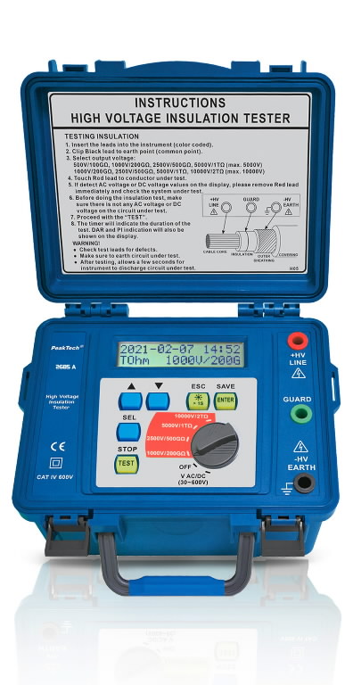 Isnulation Measuring Instruments PeakTech, Insulation measuring device 1000 V ... 10 kV/2TO - Stokker