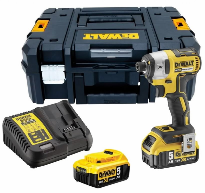 Cordless impact driver DCF887P2, brushless, 18V / 5,0Ah, DeWalt 1/4''