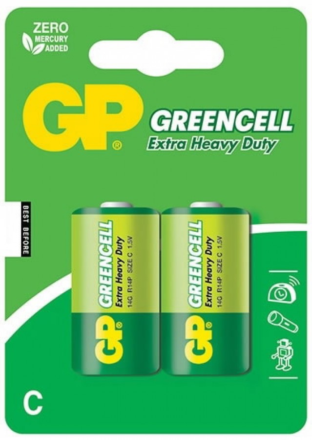 Battery C/LR14, 1.5V, Greencell, 2 pcs., GP
