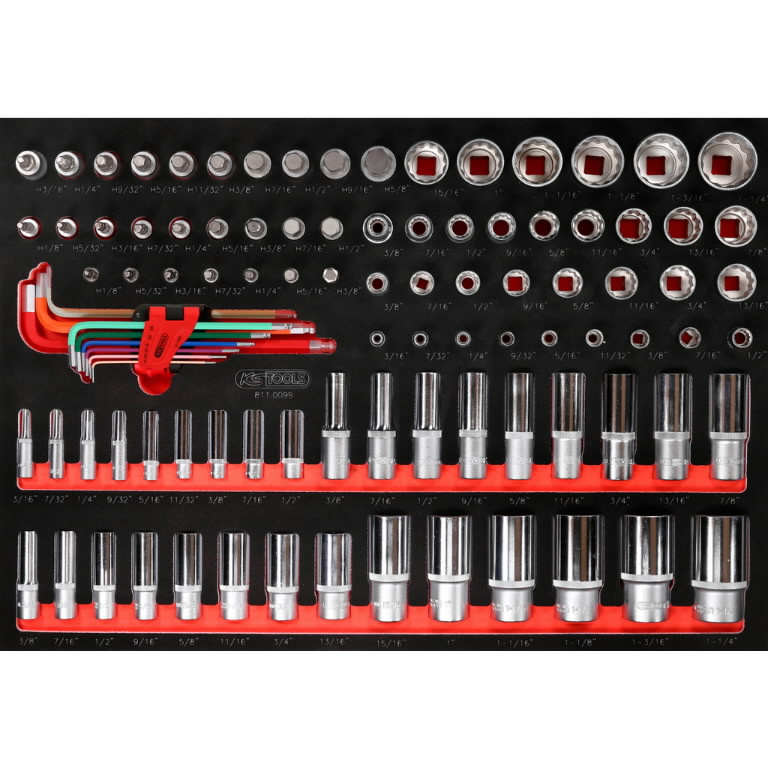 1/4'' + 3/8'' + 1/2'' socket spanner set in foam insert, 99, KS Tools