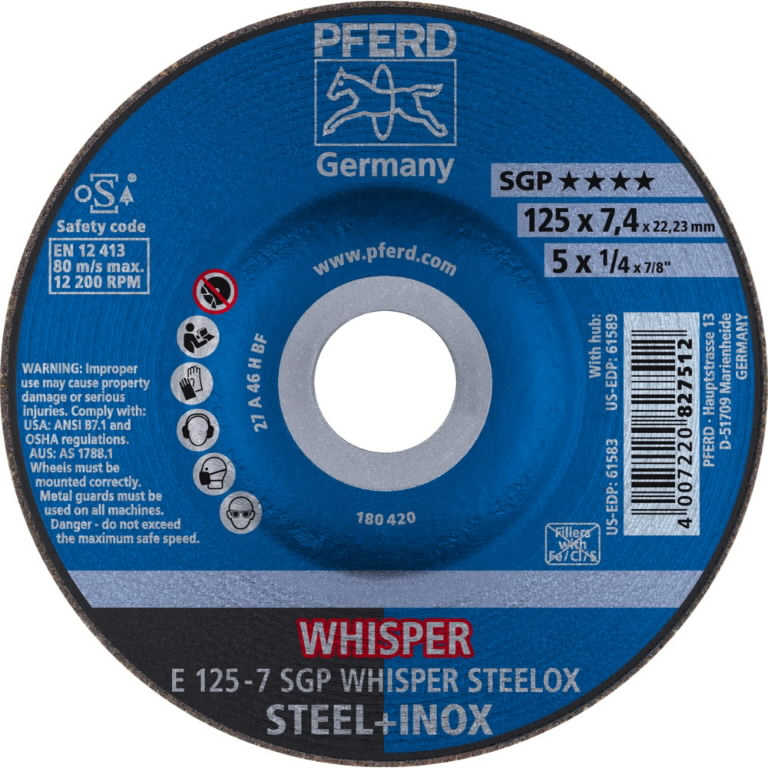 Шлифовальный диск SGP Whisper STEELOX 125x7mm, PFERD