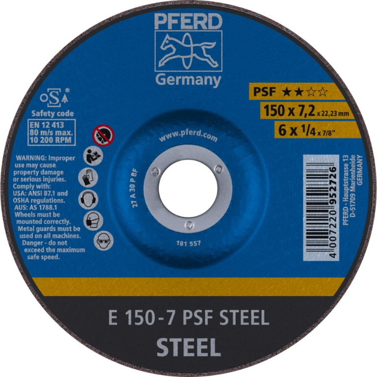 Grinding disc PSF Steel 150x7,2x22,23mm, Pferd