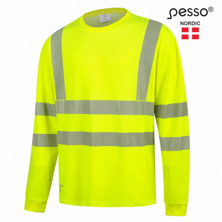 Hi-vis T-shirt Hvm cotton long sleeves, yellow L, Pesso - Hi-vis T ...