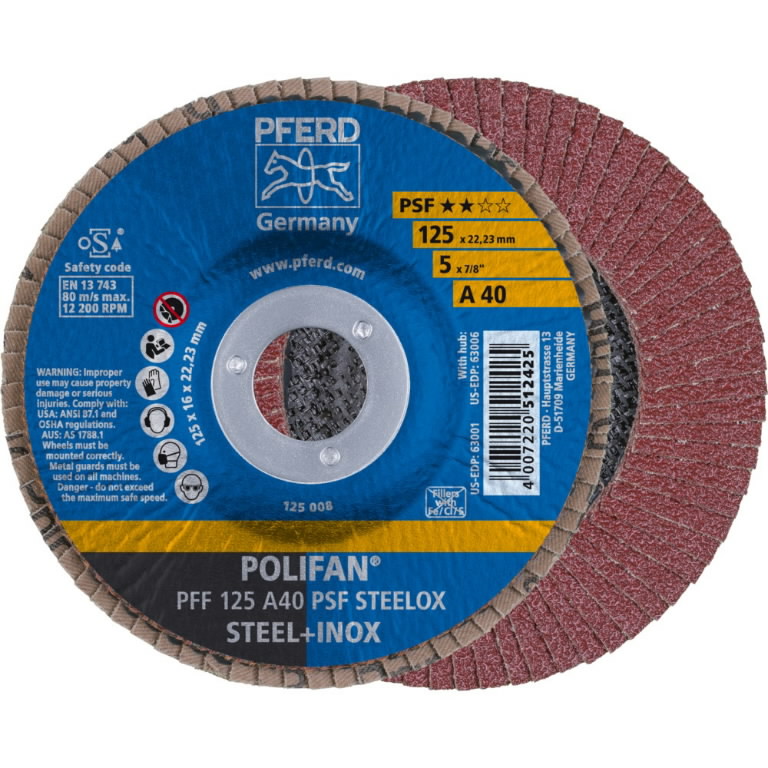 Flap grinding disc PSF STEELOX 125mm P40 PFF, Pferd