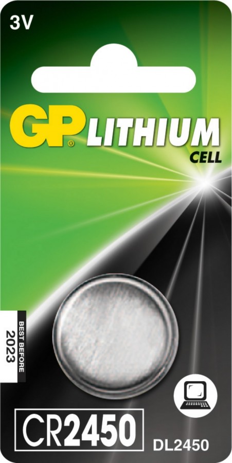 Baterijas CR2450, 3V, lithium, 1 gab., GP