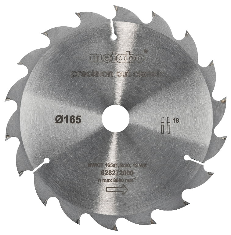 Saeketas Classic KS 18 LTX 165x1,8/1,2x20mm, z18, WZ, 20°, Metabo