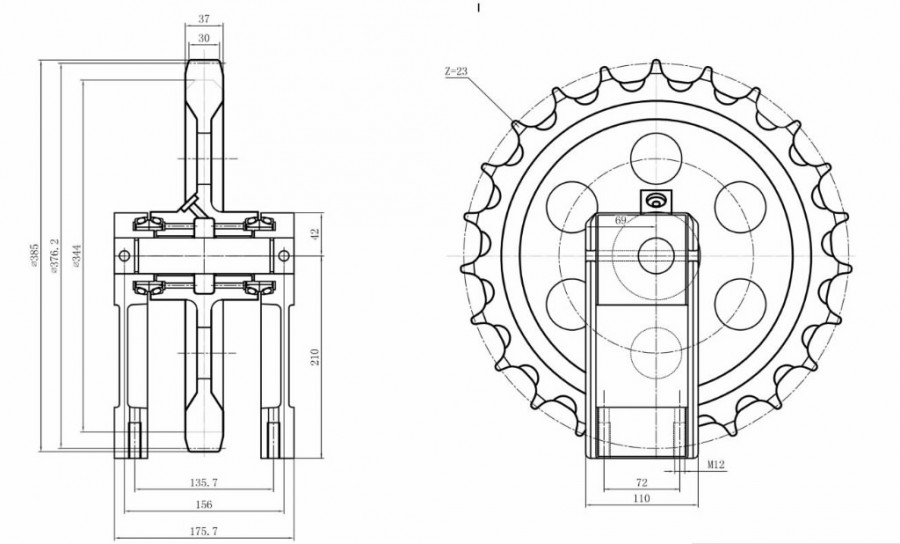 Wheel track idler assembly ProTrack 802-804 (233/26600), ASTRAK