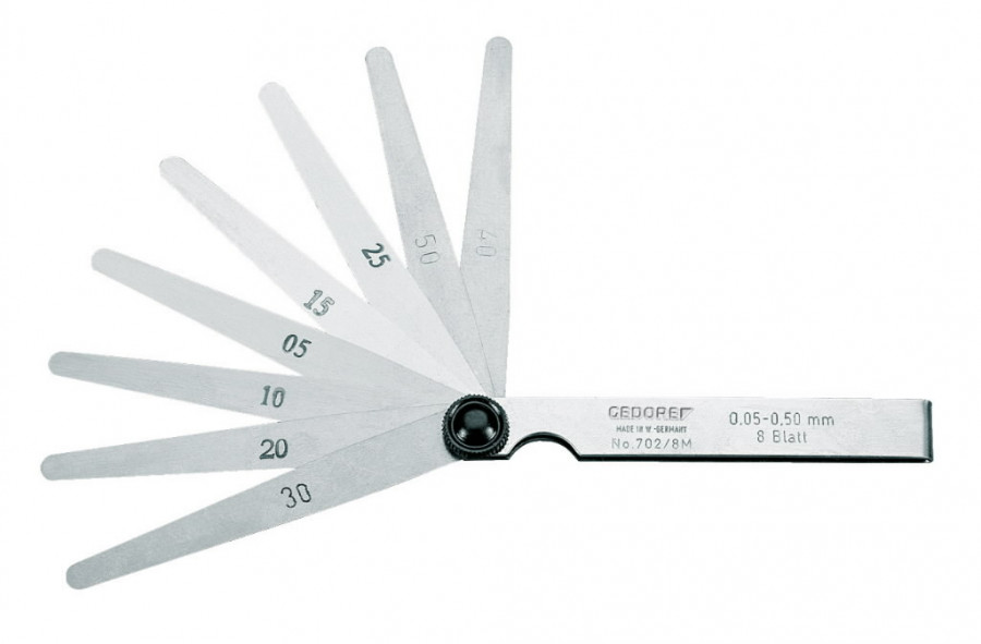 Feeler gauge set, fan pattern 702 21M, Gedore