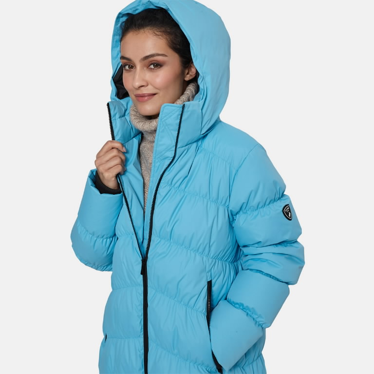 Winter feather coat Naima hooded, light blue S 3.