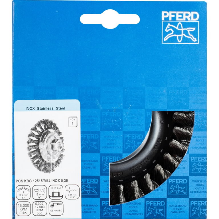 Nuožulnus šepetys pintas KBG Inox 125mm/M14 0,35mm 1