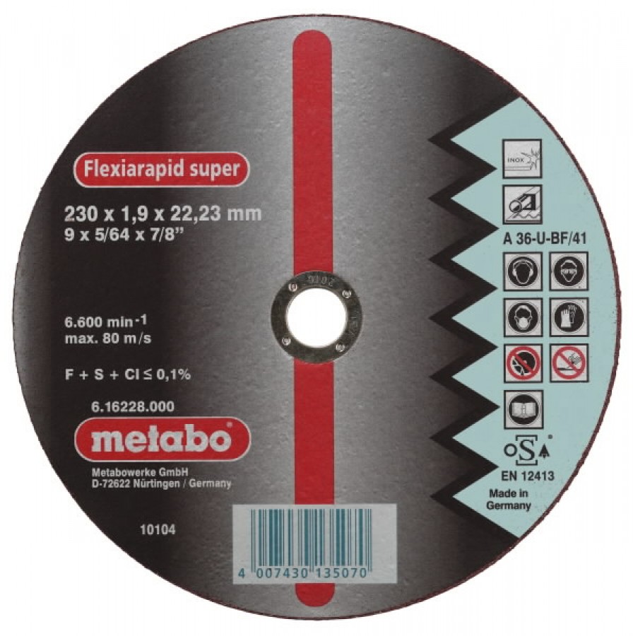 Cut-off wheel Flexiarapid Super Inox HydroResist 230x1,9/22, 230x1,9/22,23mm, Metabo