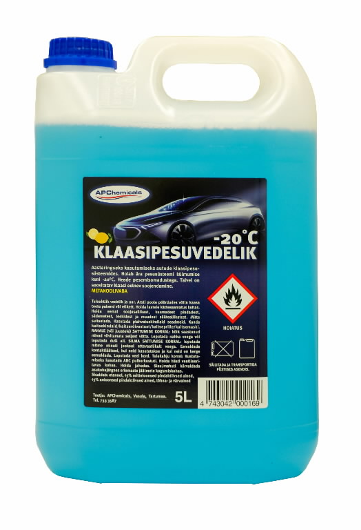 Logu tīrīšanas šķidrums, ziemas -20°C, etanols, citronu 5L, Stokker