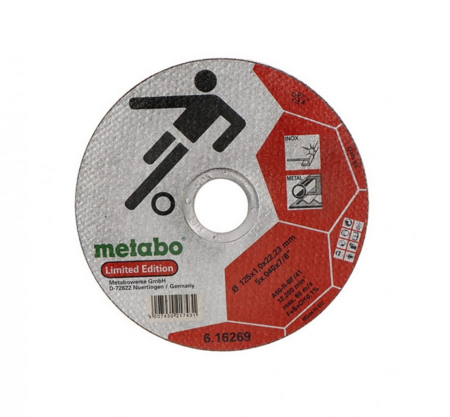 Режущий диск 125x1,0x22 мм Inox A46-T. 10 шт., METABO