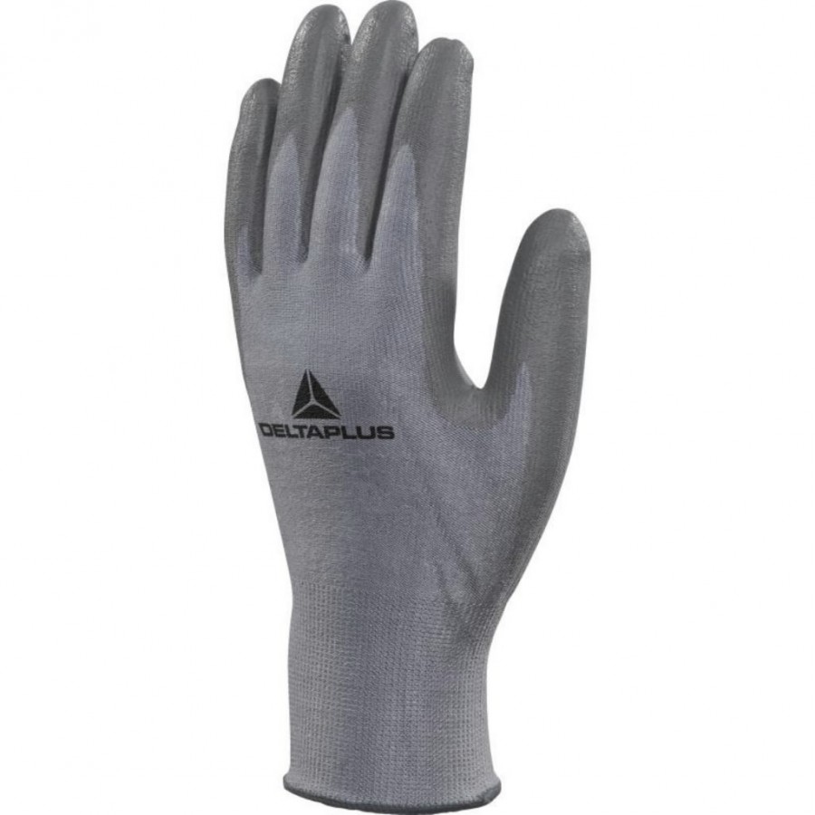 Gloves knitted pu-coating palm grey Cut resistance Level 3 6, Delta ...