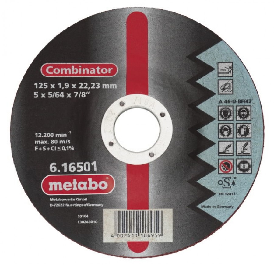 Режущий-шлифовальный диск по металлу 125x1,9x22 Combinator, METABO