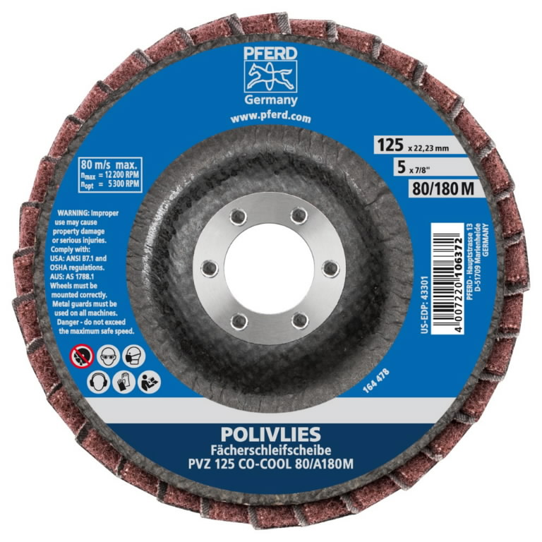 Lapelinis šlifavimo diskas CO-COOL PVZ POLIVLIES 125mm P80/A 1